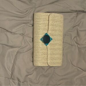 Metallic Decor Woven Clutch Bag